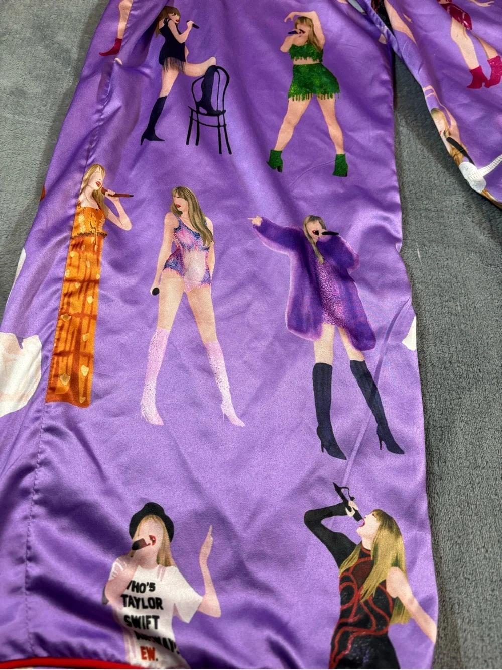 Taylor Swift Purple Satin Wide-Leg Pajama Pants with Pockets!